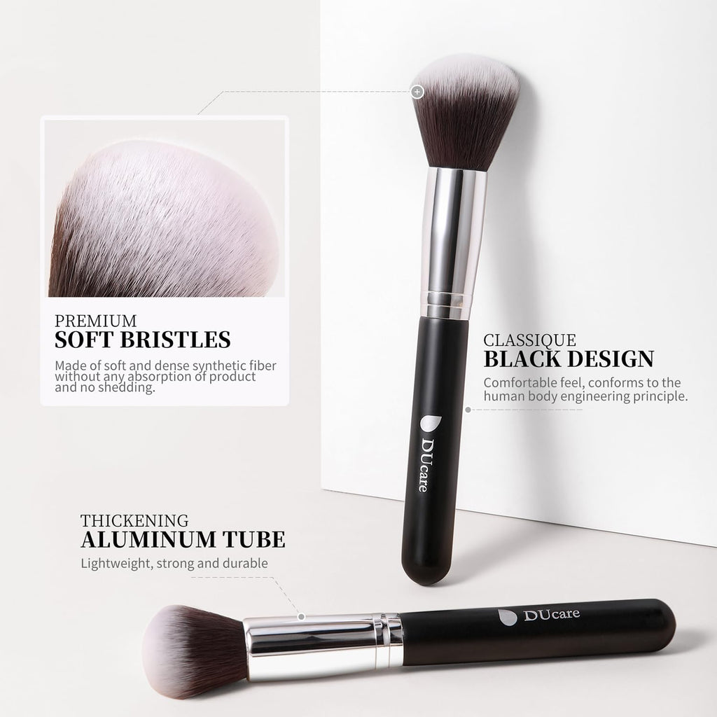 Makeup Brushes with Bag,15Pcs Makeup Brush Set Christmas Gift Travel Kabuki Foundation Blending Blush Eyeliner Shadow Brow Concealer Brushes Kit Black